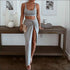 Top And Side-slit Long Skirt Sexy Two Pieces Sets