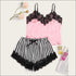 Top And Striped Shorts Nightwear Set