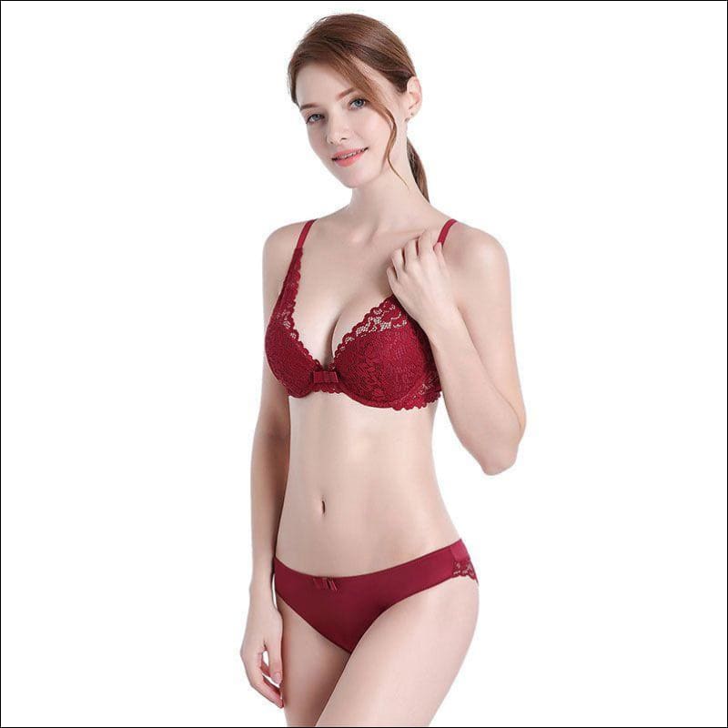 Triangle Pattern Push-up Underwire Bra Set - Lingerie & 