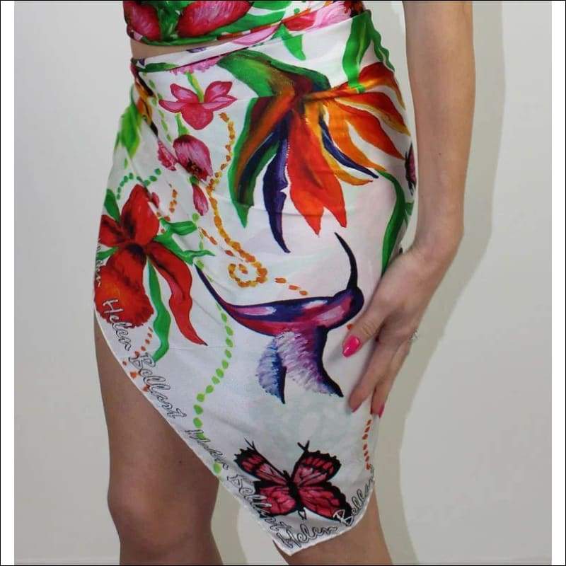 Tropical garden silk pareo 110x110 cm - Tops & Pareos