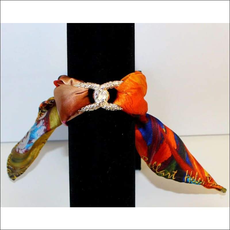 Tropical girl clutch bag & silk bracelet - Infinity gold 