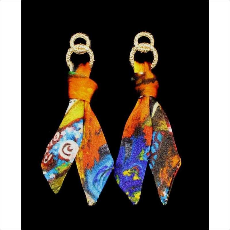 Tropical Girl silk tie earring - Gold - Earrings