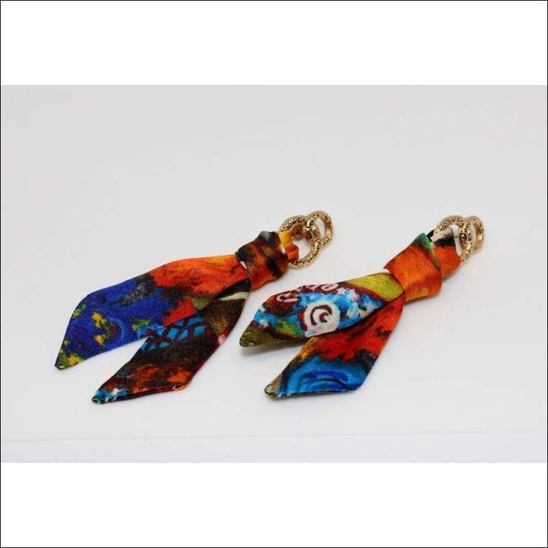 Tropical Girl silk tie earring - Gold - Earrings