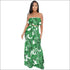 Tropical Leaves Printd Strapless Tube Top Wid-leg Pants Set