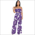 Tropical Leaves Printd Strapless Tube Top Wid-leg Pants Set