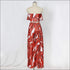 Tropical Leaves Printd Strapless Tube Top Wid-leg Pants Set