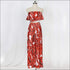 Tropical Leaves Printd Strapless Tube Top Wid-leg Pants Set
