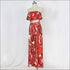 Tropical Leaves Printd Strapless Tube Top Wid-leg Pants Set