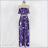 Tropical Leaves Printd Strapless Tube Top Wid-leg Pants Set