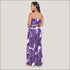 Tropical Leaves Printd Strapless Tube Top Wid-leg Pants Set