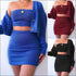 Tube Top And Single-breasted Cardigan And Bodycon Skirt Knit Three Pieces Sets