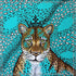 Turquoise Leopard Silk Scarf 45x45 cm
