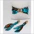 Turquoise Leopard Silk Tie Earring