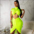 Turtleneck Drawstring Crop Top And Bodycon Skirt Sexy Two Pieces Sets