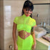 Turtleneck Drawstring Crop Top And Bodycon Skirt Sexy Two Pieces Sets