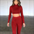 Turtleneck Long-sleeve Crop Top And Bodycon Pants