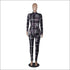 Turtleneck Long-sleeve Plaid Ruffle Patchwork