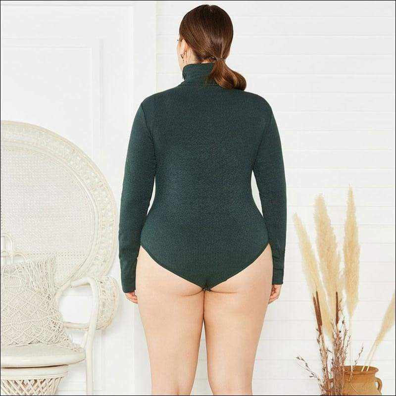 Turtleneck Long-sleeve Plus-size Bodysuits - Plus Size