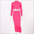 Turtleneck Long-sleeve Solid Color Top And Knit Bodycon Skirt