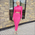 Turtleneck Long-sleeve Solid Color Top And Knit Bodycon Skirt