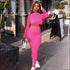 Turtleneck Long-sleeve Solid Color Top And Knit Bodycon Skirt
