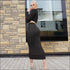 Turtleneck Long-sleeve Solid Color Top And Knit Bodycon Skirt