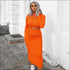 Turtleneck Long-sleeve Solid Color Top And Knit Bodycon Skirt