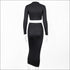 Turtleneck Long-sleeve Solid Color Top And Knit Bodycon Skirt