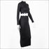 Turtleneck Long-sleeve Solid Color Top And Knit Bodycon Skirt