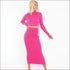 Turtleneck Long-sleeve Solid Color Top And Knit Bodycon Skirt