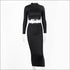 Turtleneck Long-sleeve Solid Color Top And Knit Bodycon Skirt