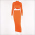 Turtleneck Long-sleeve Solid Color Top And Knit Bodycon Skirt