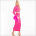 Turtleneck Long-sleeve Solid Color Top And Knit Bodycon Skirt