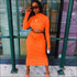 Turtleneck Long-sleeve Solid Color Top And Knit Bodycon Skirt