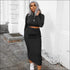 Turtleneck Long-sleeve Solid Color Top And Knit Bodycon Skirt