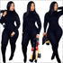 Turtleneck Long-sleeve Tight Jumpsuits