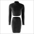 Turtleneck Long Sleeve Top And High-waisted Bodycon Skirt Plush Two Pieces Sets