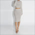 Turtleneck Long Sleeve Top And High-waisted Bodycon Skirt Plush Two Pieces Sets