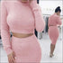 Turtleneck Long Sleeve Top And High-waisted Bodycon Skirt Plush Two Pieces Sets