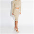 Turtleneck Long Sleeve Top And High-waisted Bodycon Skirt Plush Two Pieces Sets