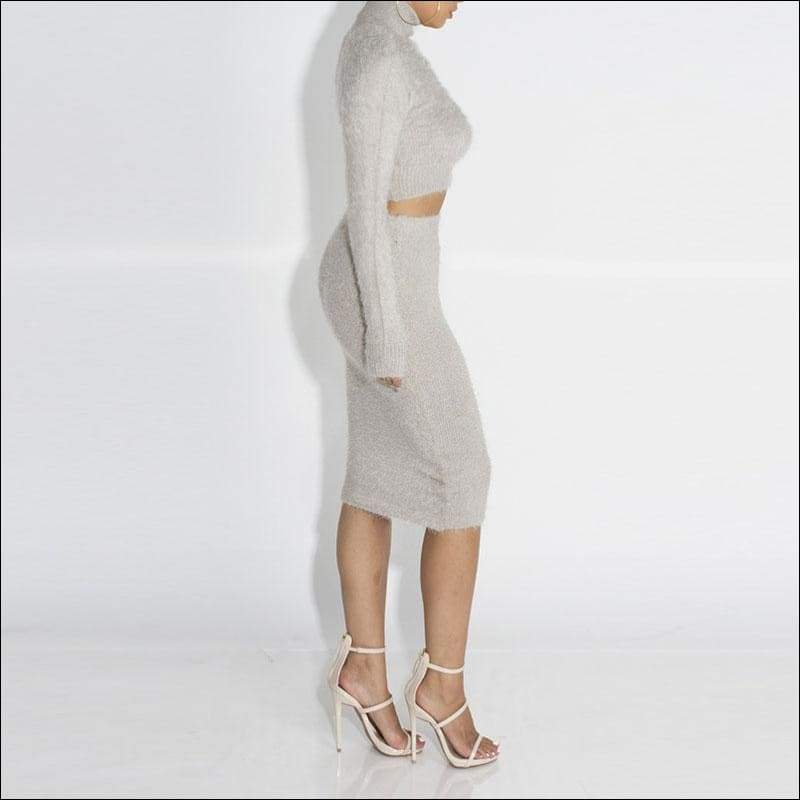 Turtleneck Long Sleeve Top And High-waisted Bodycon Skirt 