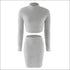 Turtleneck Long Sleeve Top And High-waisted Bodycon Skirt Plush Two Pieces Sets