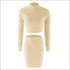 Turtleneck Long Sleeve Top And High-waisted Bodycon Skirt Plush Two Pieces Sets