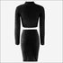 Turtleneck Long Sleeve Top And High-waisted Bodycon Skirt Plush Two Pieces Sets