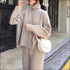 Turtleneck Long Sleeve Top And Pants Casual Knitted Two Pieces Sets