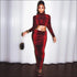 Turtleneck Snakeskin Long-sleeve Crop Top And Bodycon Skirt
