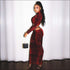 Turtleneck Snakeskin Long-sleeve Crop Top And Bodycon Skirt