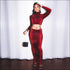 Turtleneck Snakeskin Long-sleeve Crop Top And Bodycon Skirt