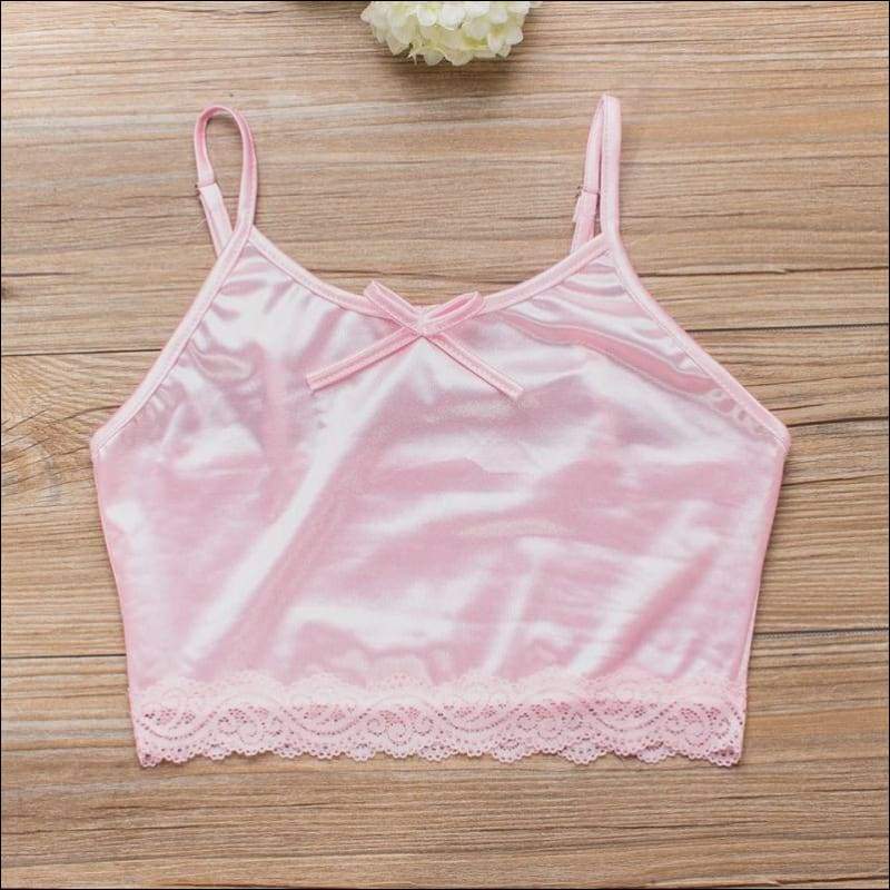 U Neck Design Silk-like Fabric Crop Camis And Shorts Set - 
