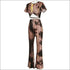 Un-Goua Printed Short-Sleeve T-shirts Flare Trousers Set
